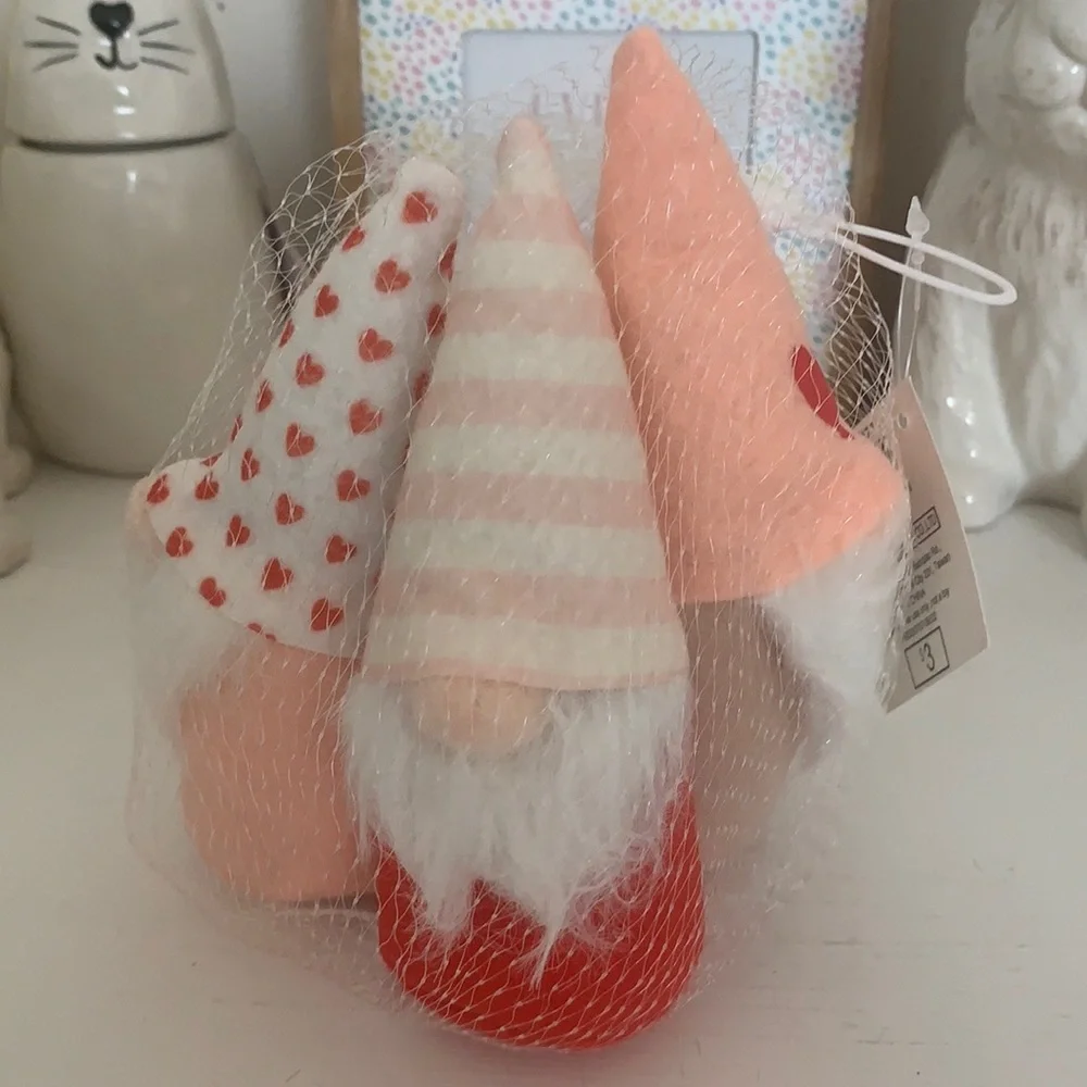 Valentine’s Day Target Spritz Fabric Gnome Figurals Set of 3.